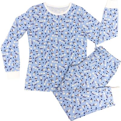Norani Norani Organic Adult Women's Pajamas Set - Holiday Snowmen 