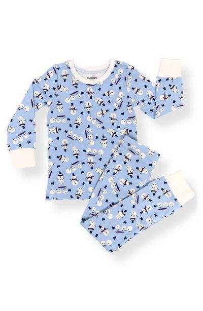 Norani Norani Snowman Fitted Two-Piece Stretch Organic Cotton Pajamas