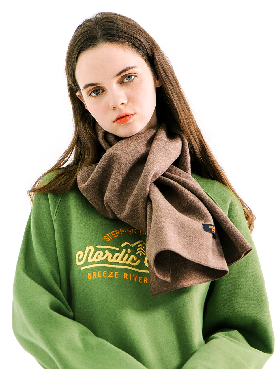 NORDIC ISLAND Herringbone Muffler - Brown