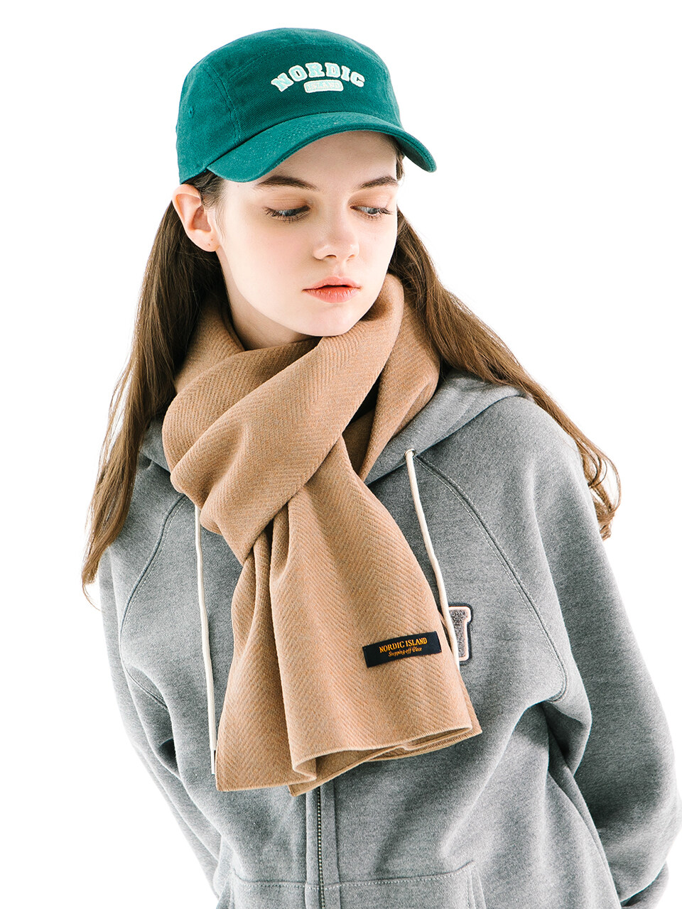 NORDIC ISLAND Herringbone Muffler - Camel