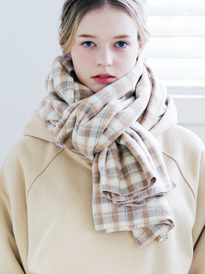 NORDIC ISLAND Iceland Checkered Muffler - Beige