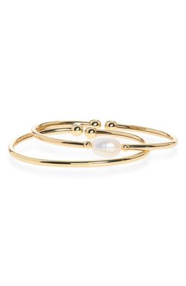 Nordstrom Nordstrom 2-Pack Faux Pearl & Bead Cuff Bracelets