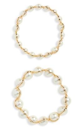 Nordstrom Nordstrom 2-Pack Metal Wrapped Imitation Pearl Bracelets