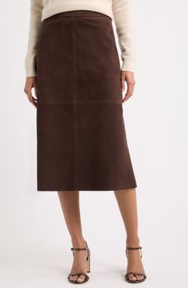 Nordstrom Nordstrom A-Line Suede Midi Skirt