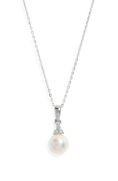 Nordstrom Nordstrom Akoya Pearl & Diamond Pendant Necklace