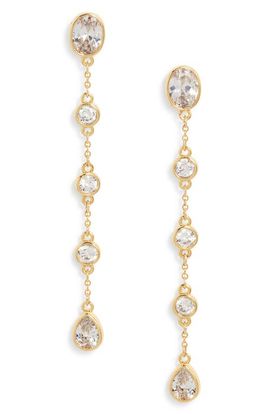 Nordstrom Nordstrom Bezel Cubic Zirconia Linear Drop Earrings
