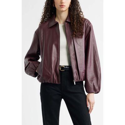 Nordstrom Nordstrom Bubble Hem Leather Jacket