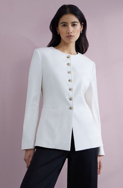 Nordstrom Nordstrom Collarless Linen Blend Blazer