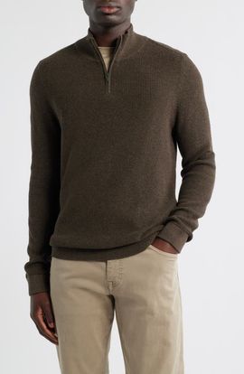 Nordstrom Nordstrom Cotton & Cashmere Quarter Zip Sweater