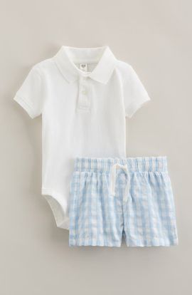 Nordstrom Nordstrom Cotton Polo Bodysuit & Shorts Set