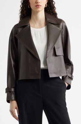 Nordstrom Nordstrom Crop Leather Trench Coat