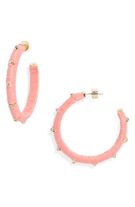 Nordstrom Nordstrom Crystal Accent Raffia Wrapped Hoop Earrings