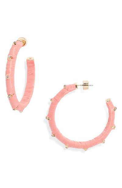 Nordstrom Nordstrom Crystal Accent Raffia Wrapped Hoop Earrings
