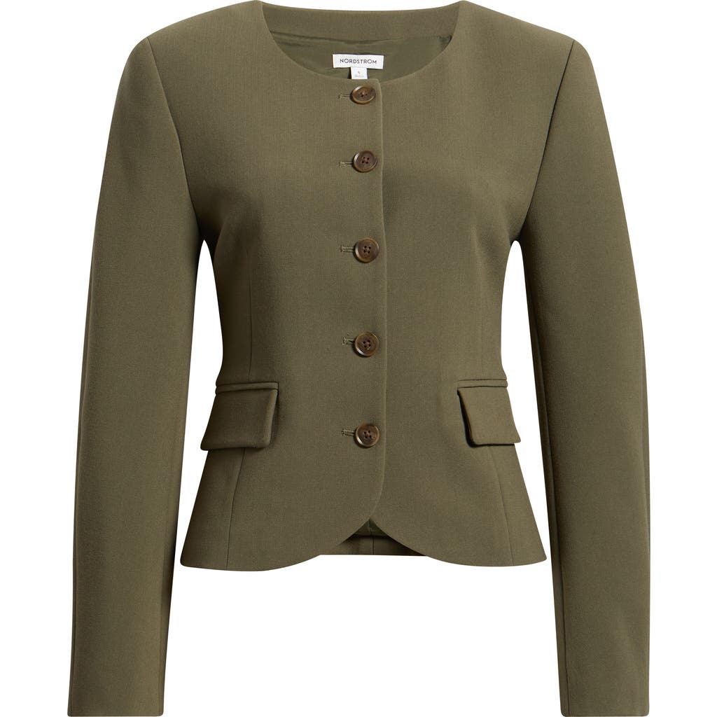 Nordstrom Nordstrom Curved Hem Collarless Jacket