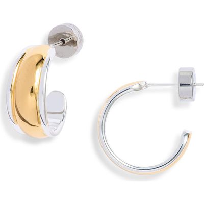 Nordstrom Nordstrom Demi Fine Tapered Two Tone Hoop Earrings