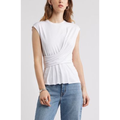 Nordstrom Nordstrom Draped Cap Sleeve Peplum Top