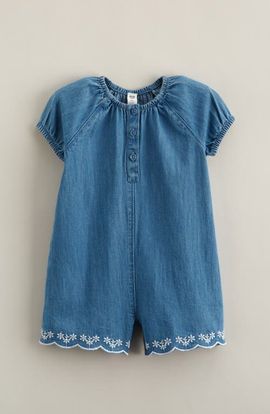 Nordstrom Nordstrom Embroidered Chambray Romper