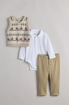 Nordstrom Nordstrom Fair Isle Vest, Bodysuit & Pants Set