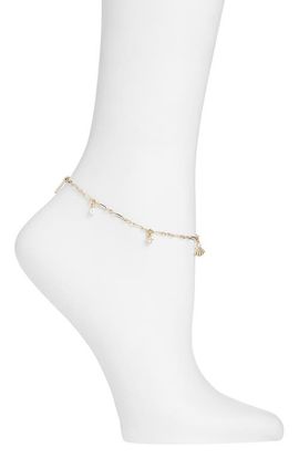 Nordstrom Nordstrom Faux Pearl & Cubic Zirconia Charm Anklet