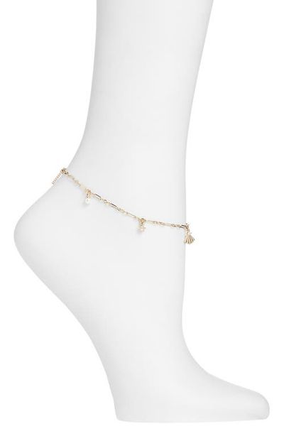 Nordstrom Nordstrom Faux Pearl & Cubic Zirconia Charm Anklet