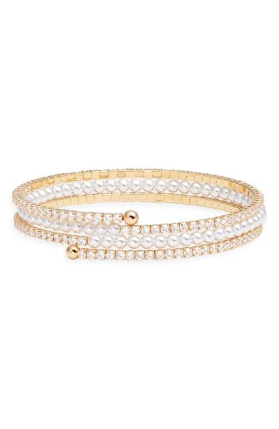 Nordstrom Nordstrom Faux Pearl & Cubic Zirconia Coil Wrap Bracelet