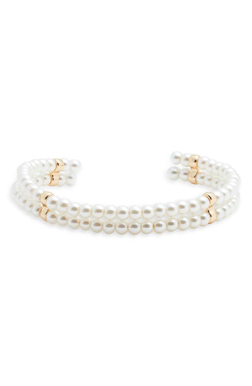 Nordstrom Nordstrom Faux Pearl Flexible Cuff Bracelet