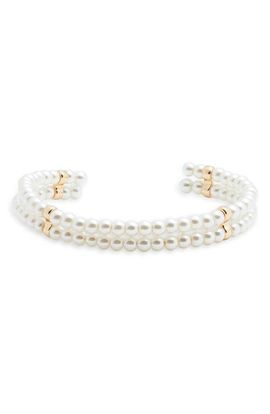 Nordstrom Nordstrom Faux Pearl Flexible Cuff Bracelet