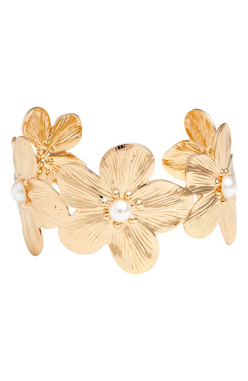 Nordstrom Nordstrom Faux Pearl Floral Cuff Bracelet