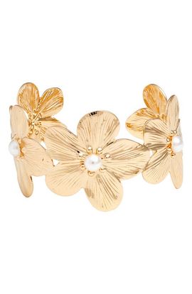 Nordstrom Nordstrom Faux Pearl Floral Cuff Bracelet