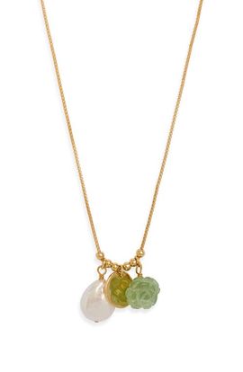 Nordstrom Nordstrom Floral Agate & Freshwater Pearl Pendant Necklace