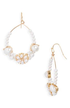 Nordstrom Nordstrom Floral Faux Pearl Teardrop Hoop Earrings