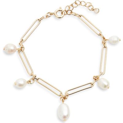 Nordstrom Nordstrom Freshwater Pearl Paper Clip Chain Bracelet
