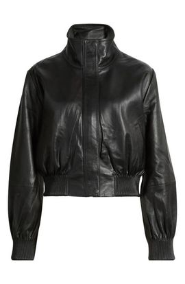 Nordstrom Nordstrom Funnel Neck Leather Bomber Jacket