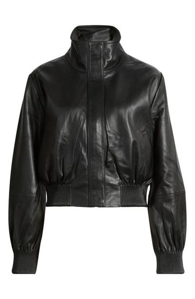Nordstrom Nordstrom Funnel Neck Leather Bomber Jacket