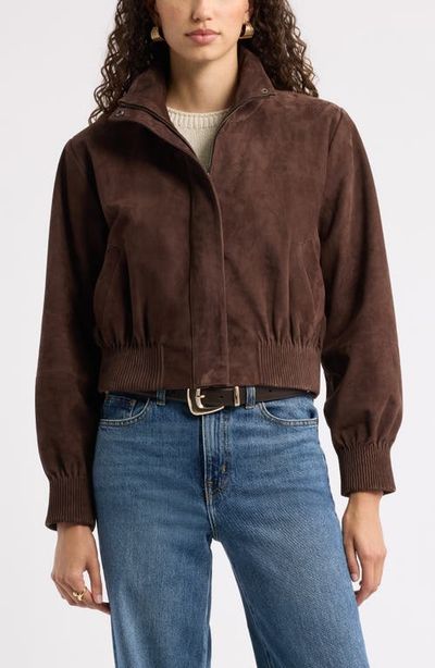 Nordstrom Nordstrom Funnel Neck Suede Bomber Jacket