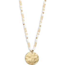 Nordstrom Nordstrom Hammered Coin Pendant Beaded Necklace