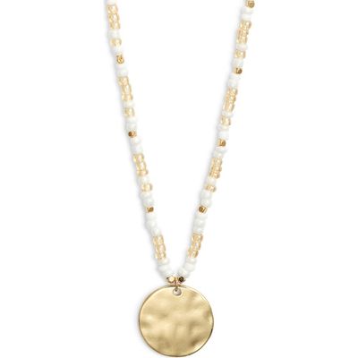 Nordstrom Nordstrom Hammered Coin Pendant Beaded Necklace