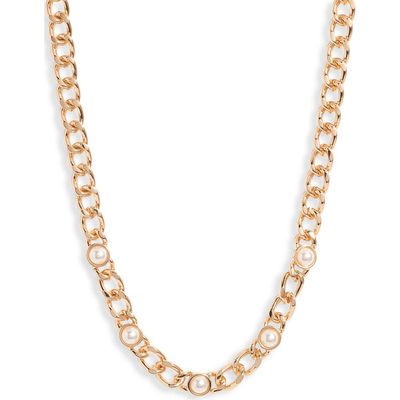 Nordstrom Nordstrom Imitation Pearl Accent Curb Chain Necklace