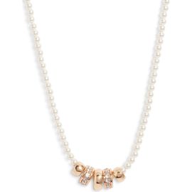Nordstrom Nordstrom Imitation Pearl and Crystal Rondelle Strand Necklace