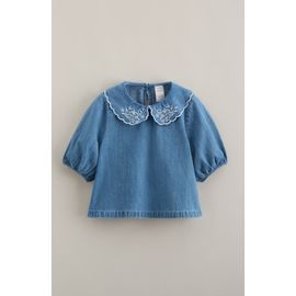Nordstrom Nordstrom Kids' Scallop Collar Cotton Chambray Top