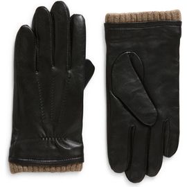 Nordstrom Nordstrom Leather Cashmere Cuff Tech Gloves