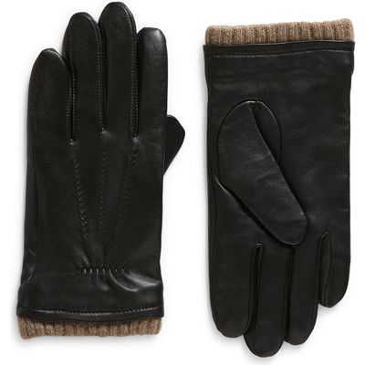 Nordstrom Nordstrom Leather Cashmere Cuff Tech Gloves