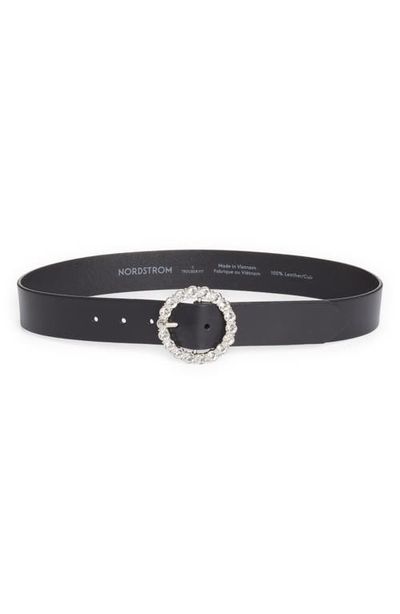 Nordstrom Nordstrom Lila Crystal Buckle Leather Belt