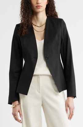Nordstrom Nordstrom Linen Blend One-Button Blazer