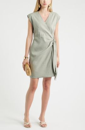 Nordstrom Nordstrom Linen Blend Wrap Dress
