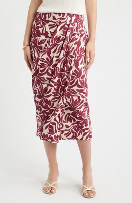 Nordstrom Nordstrom Linen Blend Wrap Midi Skirt