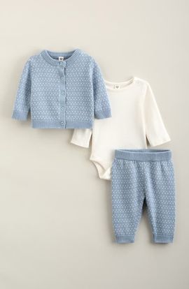 Nordstrom Nordstrom Long Sleeve Bodysuit, Cardigan & Joggers Set