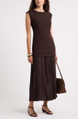 Nordstrom Nordstrom Mixed Media Pleated Dress