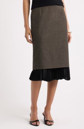 Nordstrom Nordstrom Patterned Pleat Trim Midi Skirt