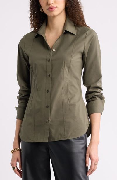 Nordstrom Nordstrom Poplin Waisted Button Down Shirt
